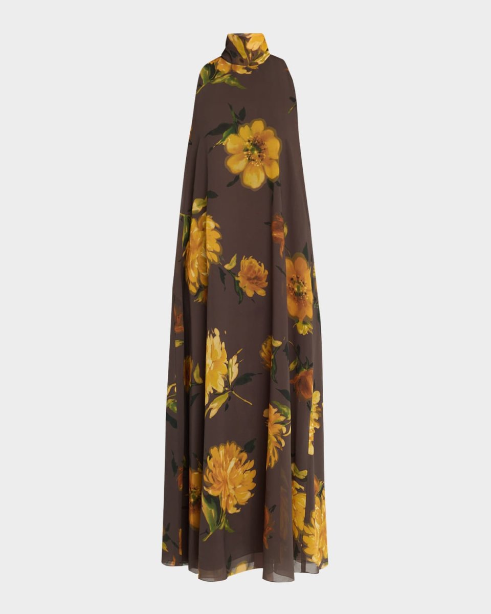 Floral Sleeveless Tie-Neck Maxi Dress